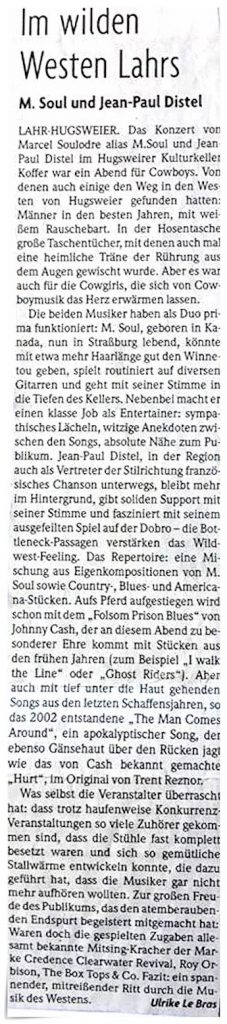 Article de la Badische Zeitung Lahr