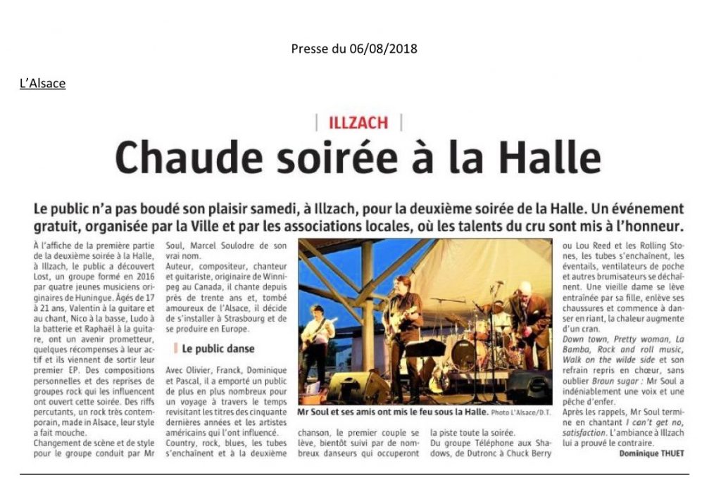 Article dans le journal L'Alsace le 6:08:18